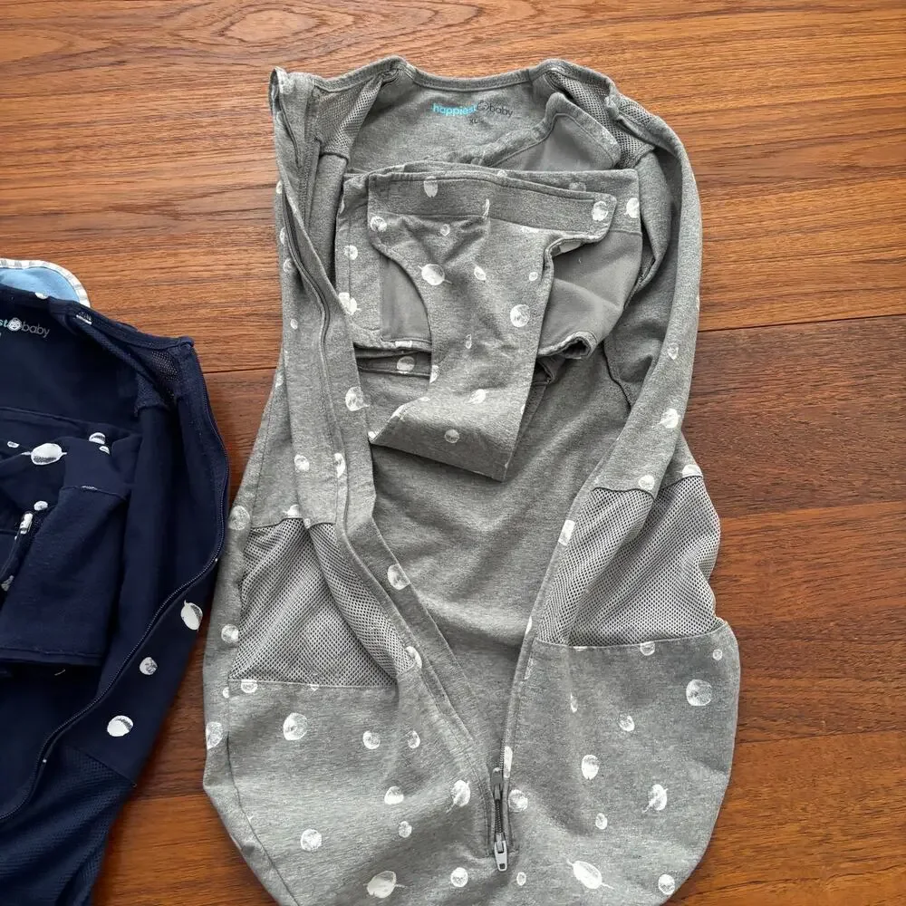 Bundle of three Happiest Baby Sleep sacks and Love to Dream baby swaddle
